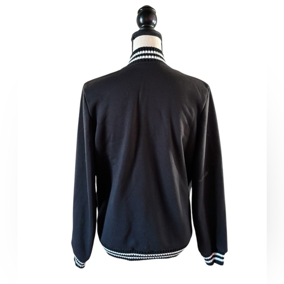 Black Varsity Jacket with White Trim - Picture 2 of 4